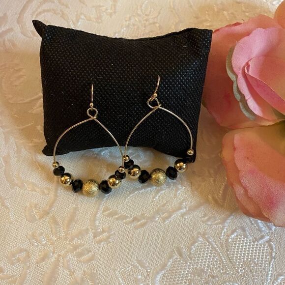 💥Nickel Free Black and Gold Dangle Drop  fashion cute Earrings - Picture 10 of 11